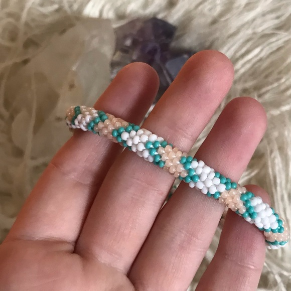 Glass Seed Bead Crochet Roll On Bracelet - Picture 2 of 4